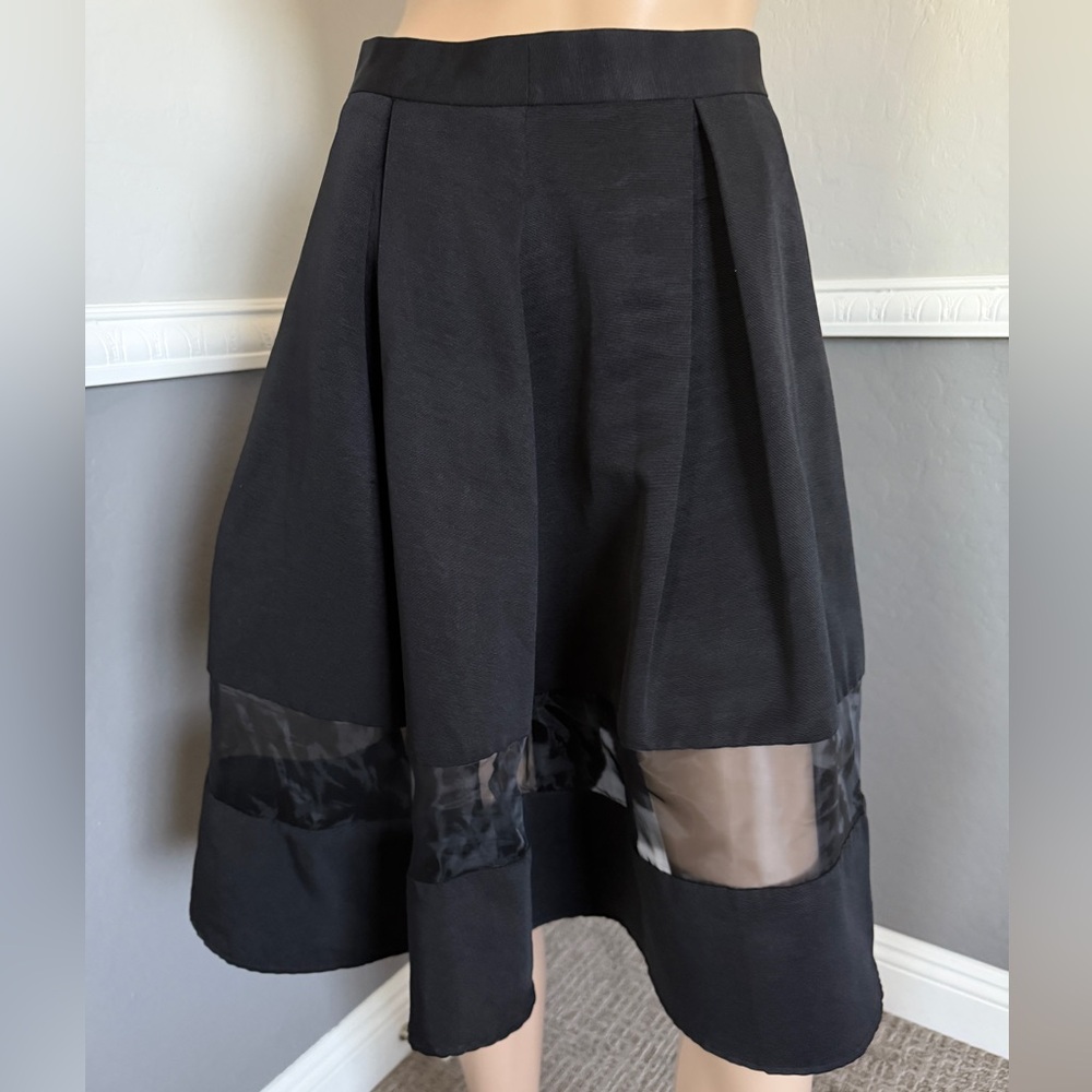 Express Black Asymmetrical A-Line Midi Skirt